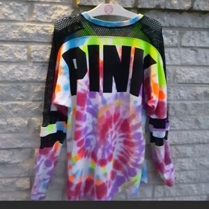 PINK Victoria's Secret Tops - Custom made tye dye Vs pink crew PINK Victoria's Secret Tops - Custom made tye dye Vs pink crew
